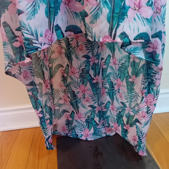 NWT Streetwear Society Floral Sundress Ruched High Low Tropical Summer Dress L - Picture 8 of 16